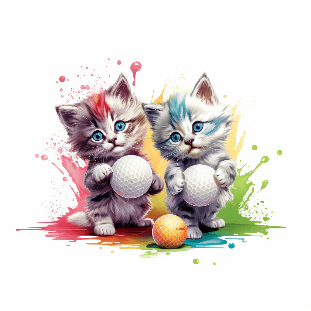 cute himalayan kittens playing with golf balls clip art