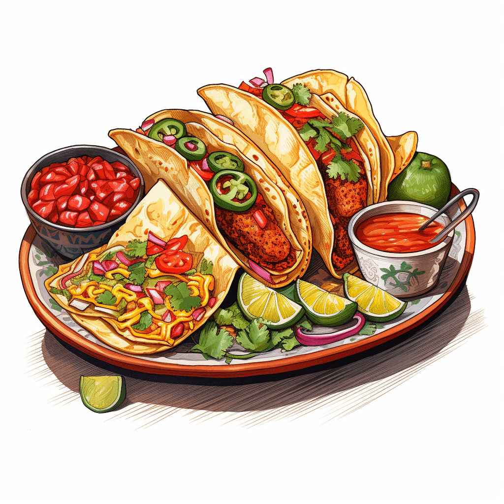 mexican food illustration whitebg