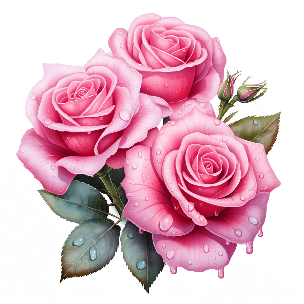 pink rose flower clipart white bg
