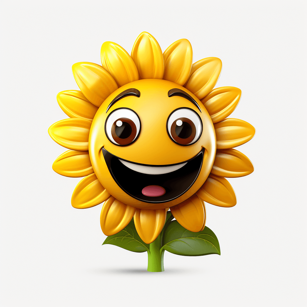 single smiling sunflower emoji flower clipart