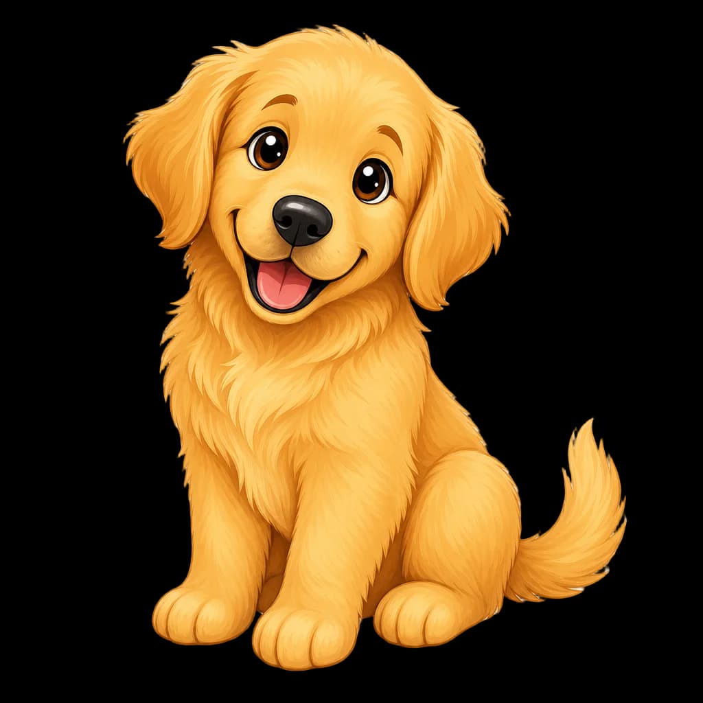 Fluffy Golden Retriever Puppy — clip art