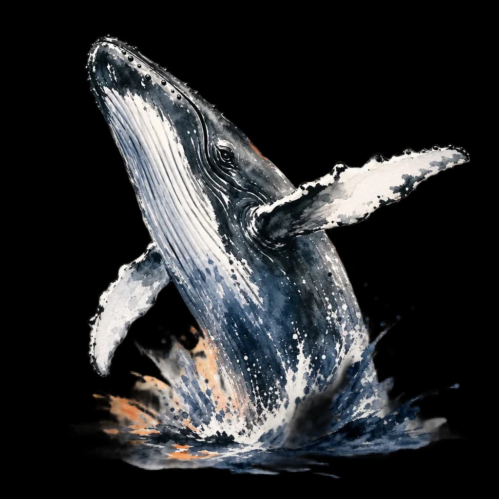 Humpback Whale Breaching at Sunset — clip art