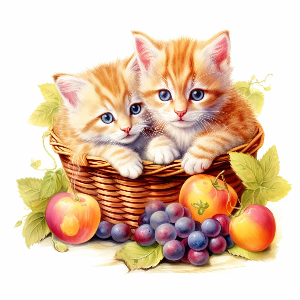Cats In Fruit Basket Clipart clip art