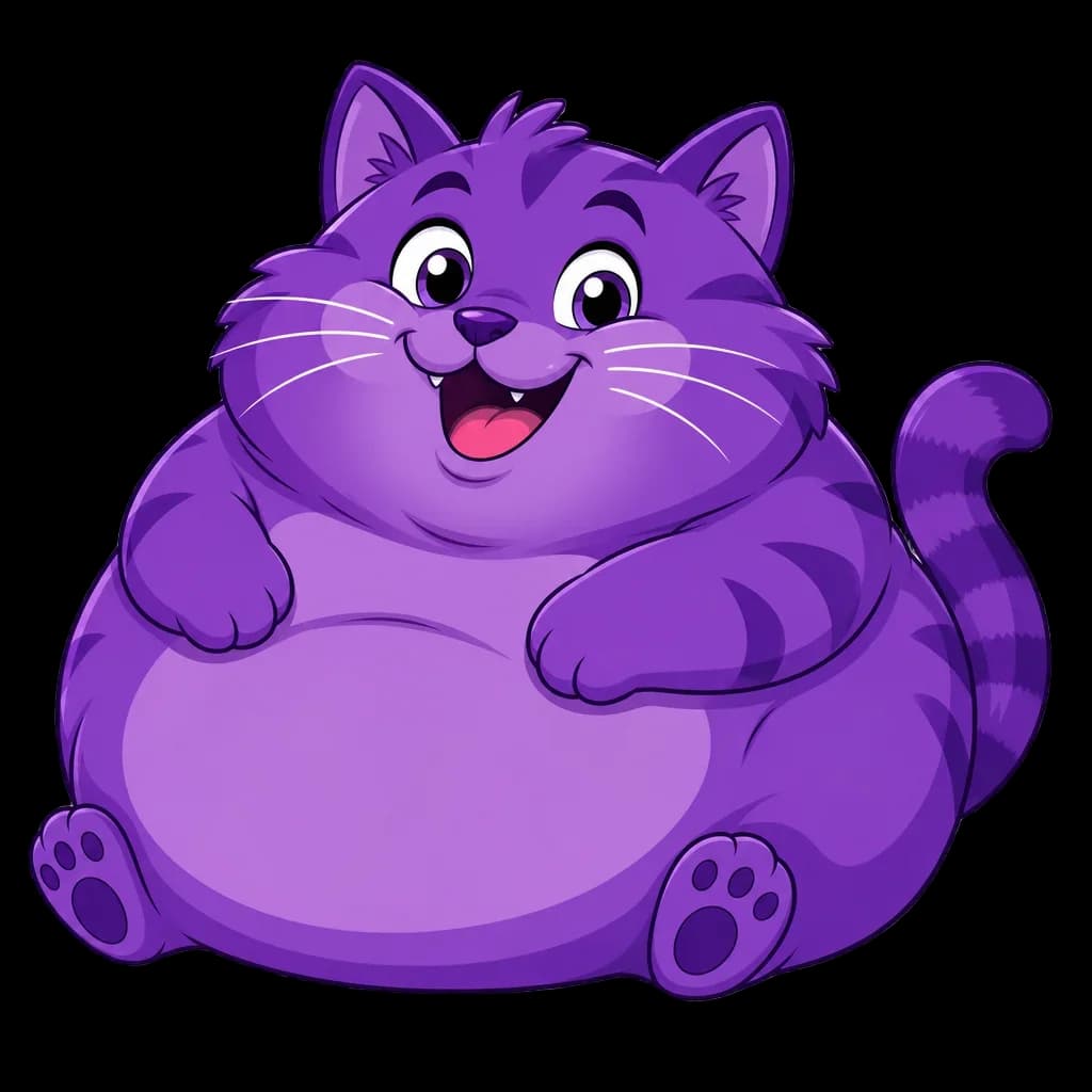 Fat Purple Cat Cartoon Clipart — cat clip art