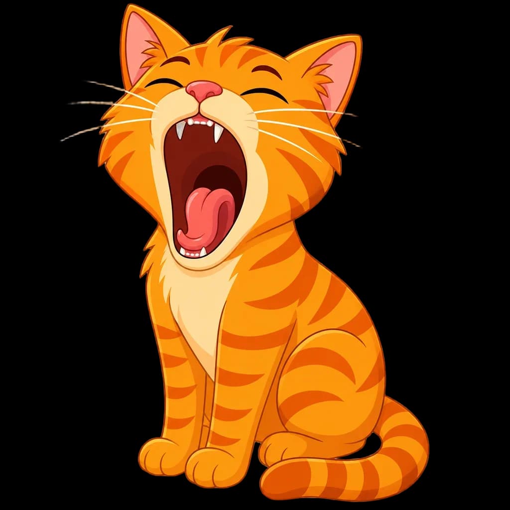 Yawning Orange Tabby Cat Cartoon — cat clip art