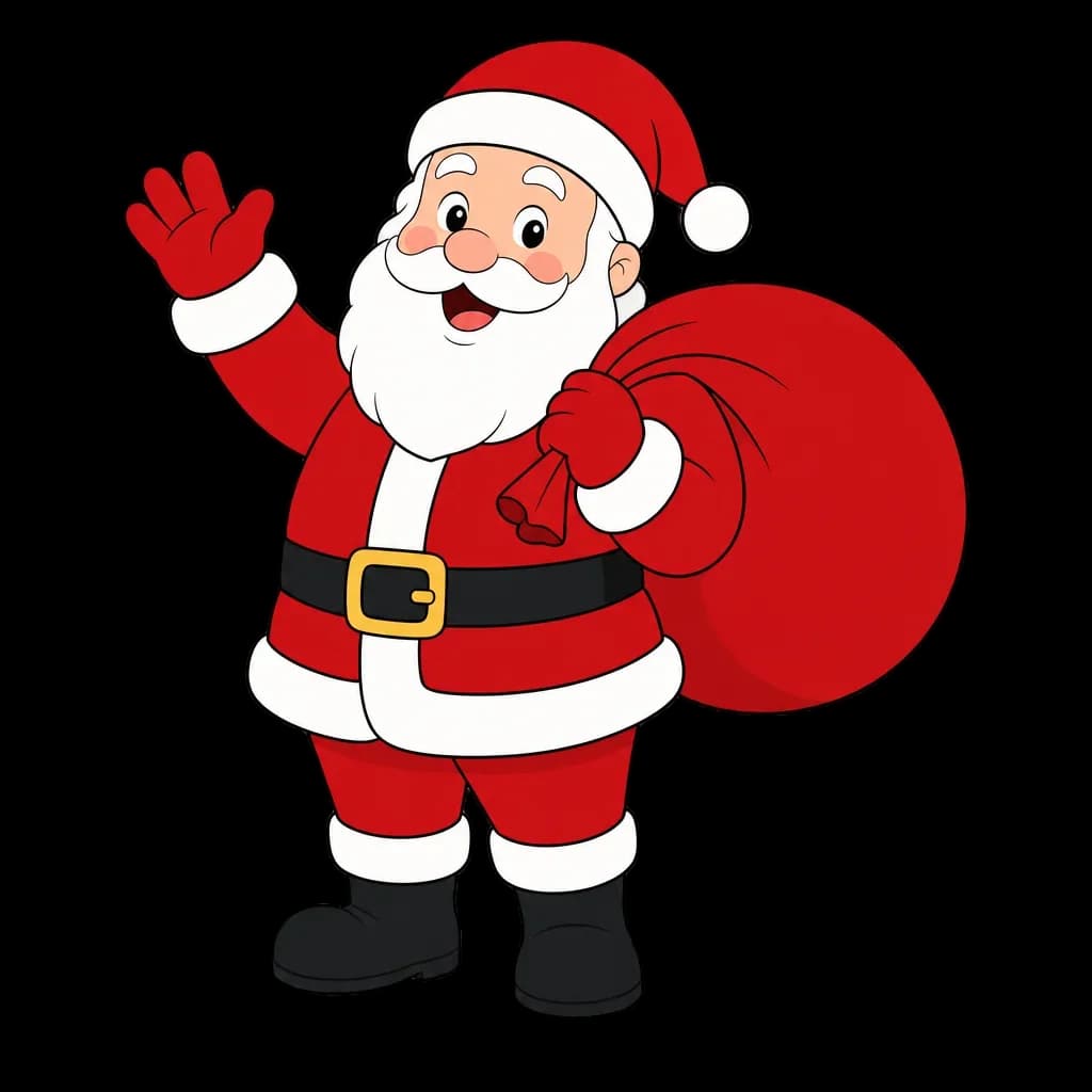 Santa Claus with Gift Bag - Flat Illustration — christmas clip art
