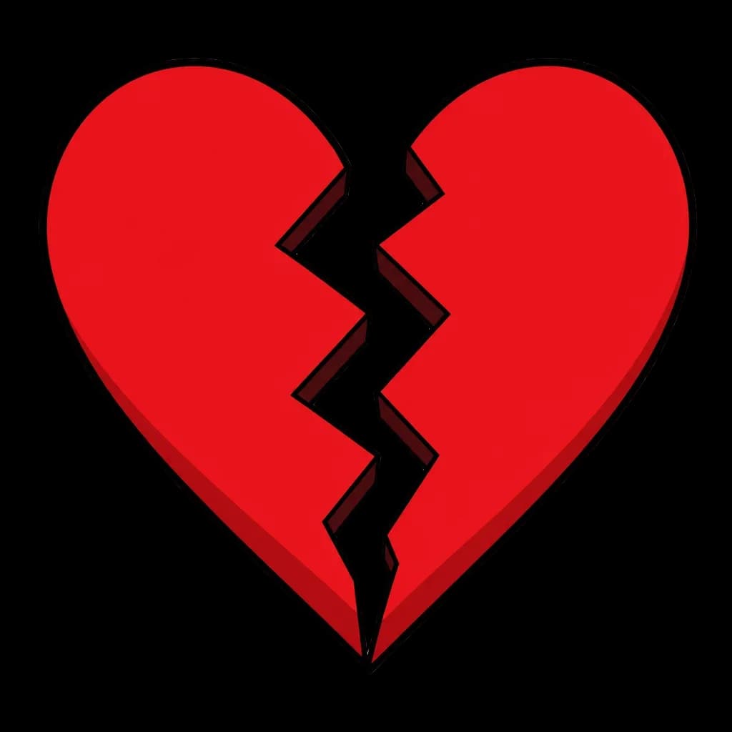 Broken Heart Cracked Split Graphic — heart clip art