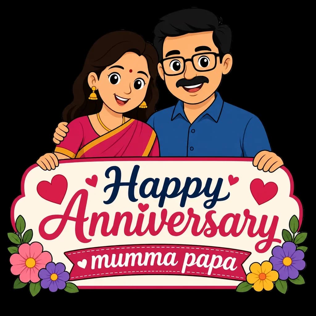 Happy Anniversary Mom Dad Rectangular Clipart — heart clip art