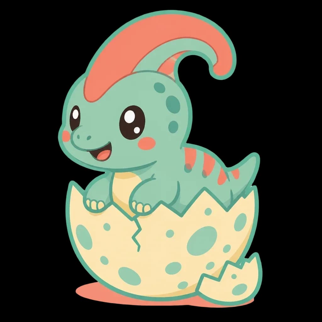 Baby Parasaurolophus Hatchling – Dino Birthday Club — from the 40 Cute Dinosaur Clipart PNGs – Dino Discovery Birthday Club Set