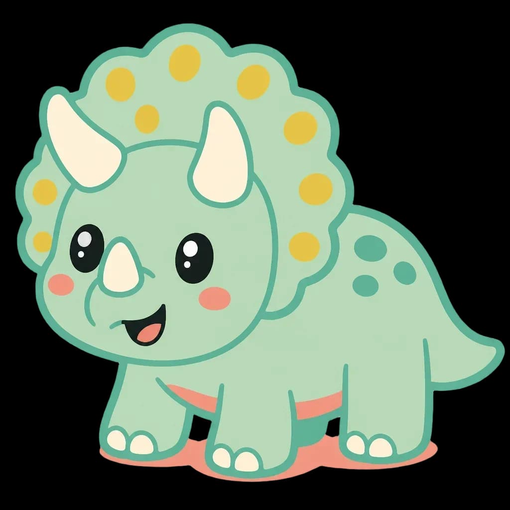 Friendly Triceratops Portrait – Dino Birthday Club — from the 40 Cute Dinosaur Clipart PNGs – Dino Discovery Birthday Club Set
