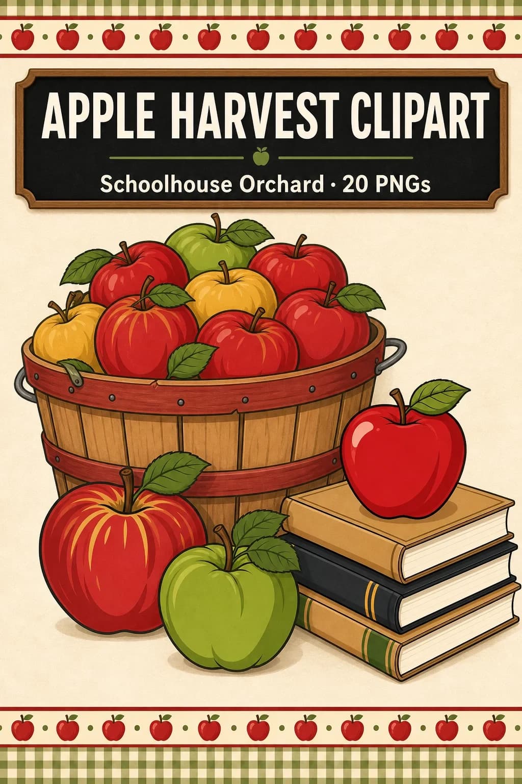 20 Apple Harvest & Back-to-School Clipart PNGs — Schoolhouse Orchard