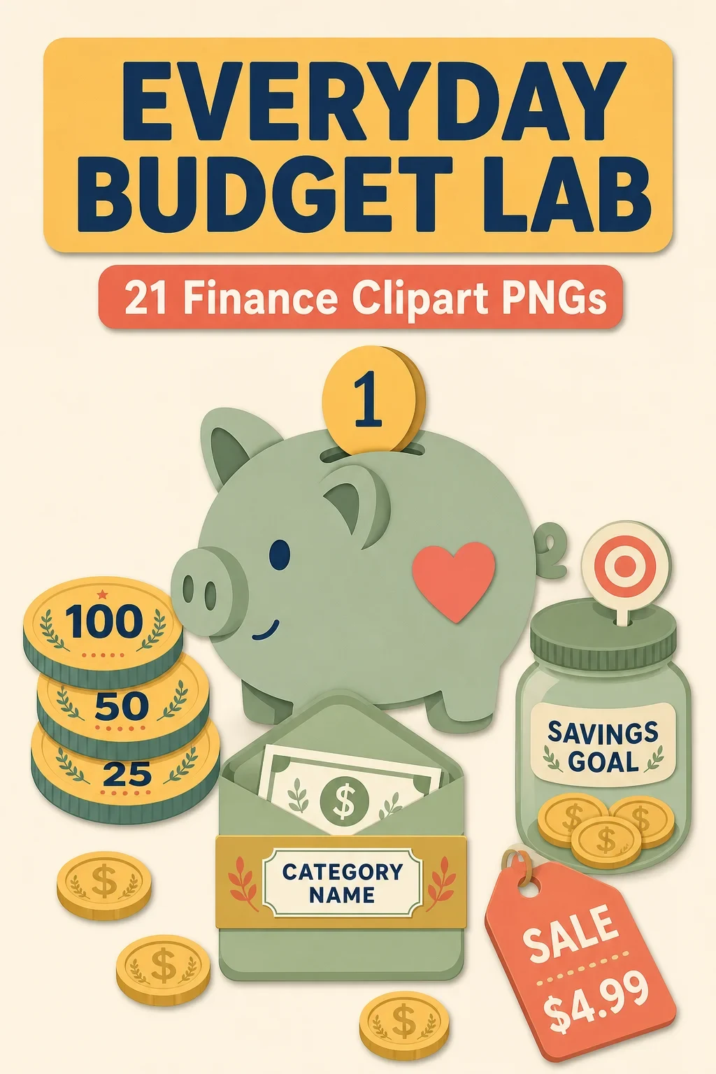 21 Money & Budgeting Clipart PNGs — Everyday Budget Lab