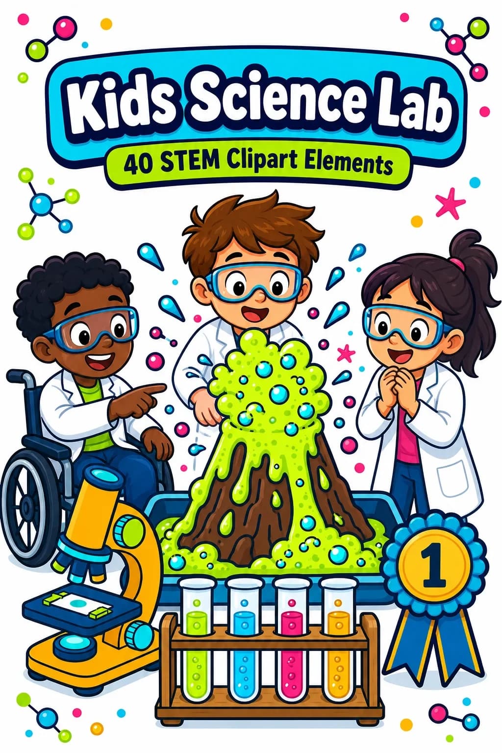 42 Kids Science Fair Night Clipart PNGs — Experiments & Young Scientists