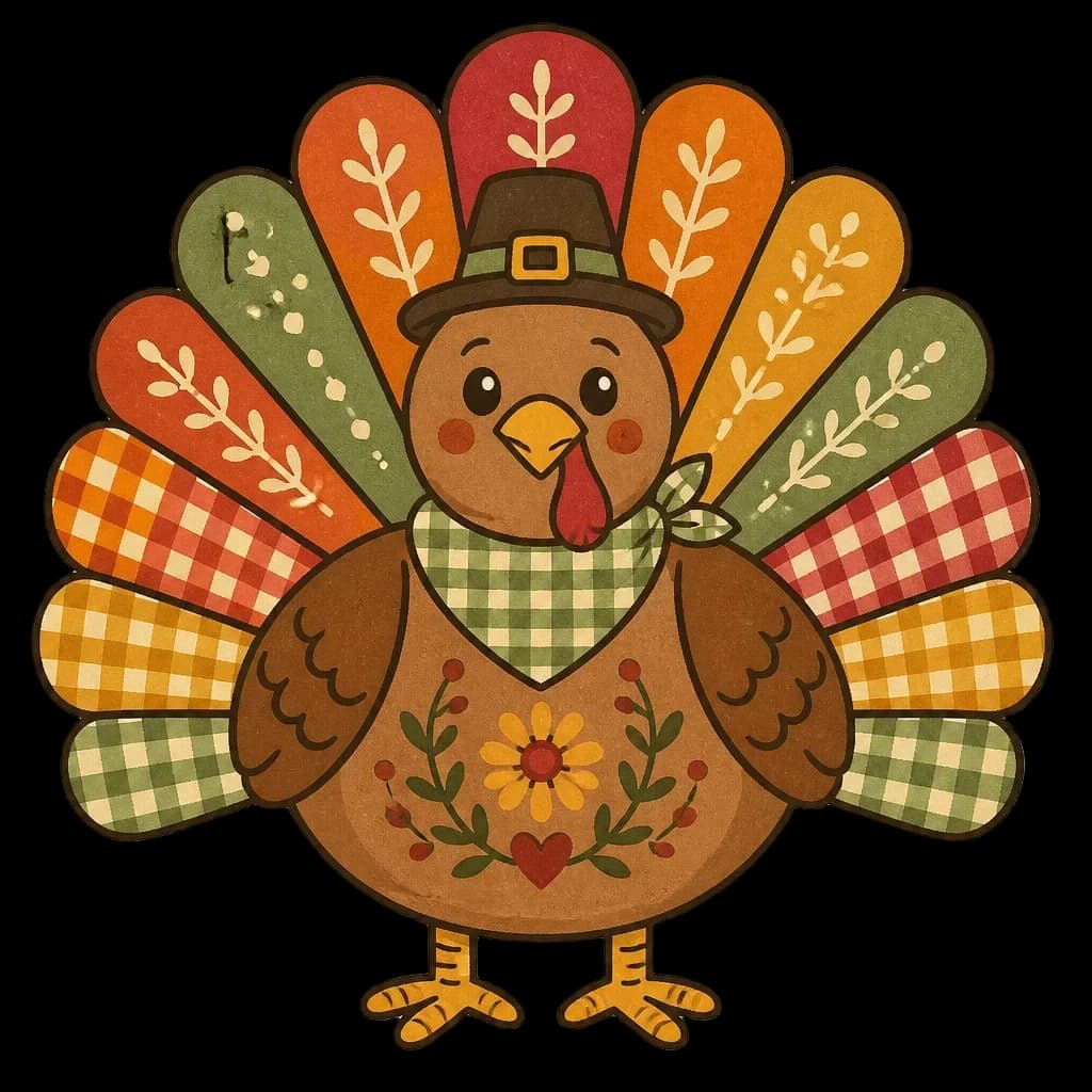 Friendly Turkey Standing Proud — from the Grateful Gathering: 20 Thanksgiving Turkey & Harvest Clipart PNGs