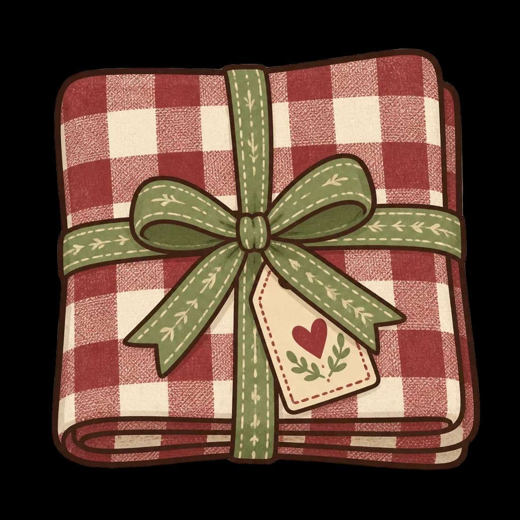 Gingham Table Linen Napkin — from the Grateful Gathering: 20 Thanksgiving Turkey & Harvest Clipart PNGs