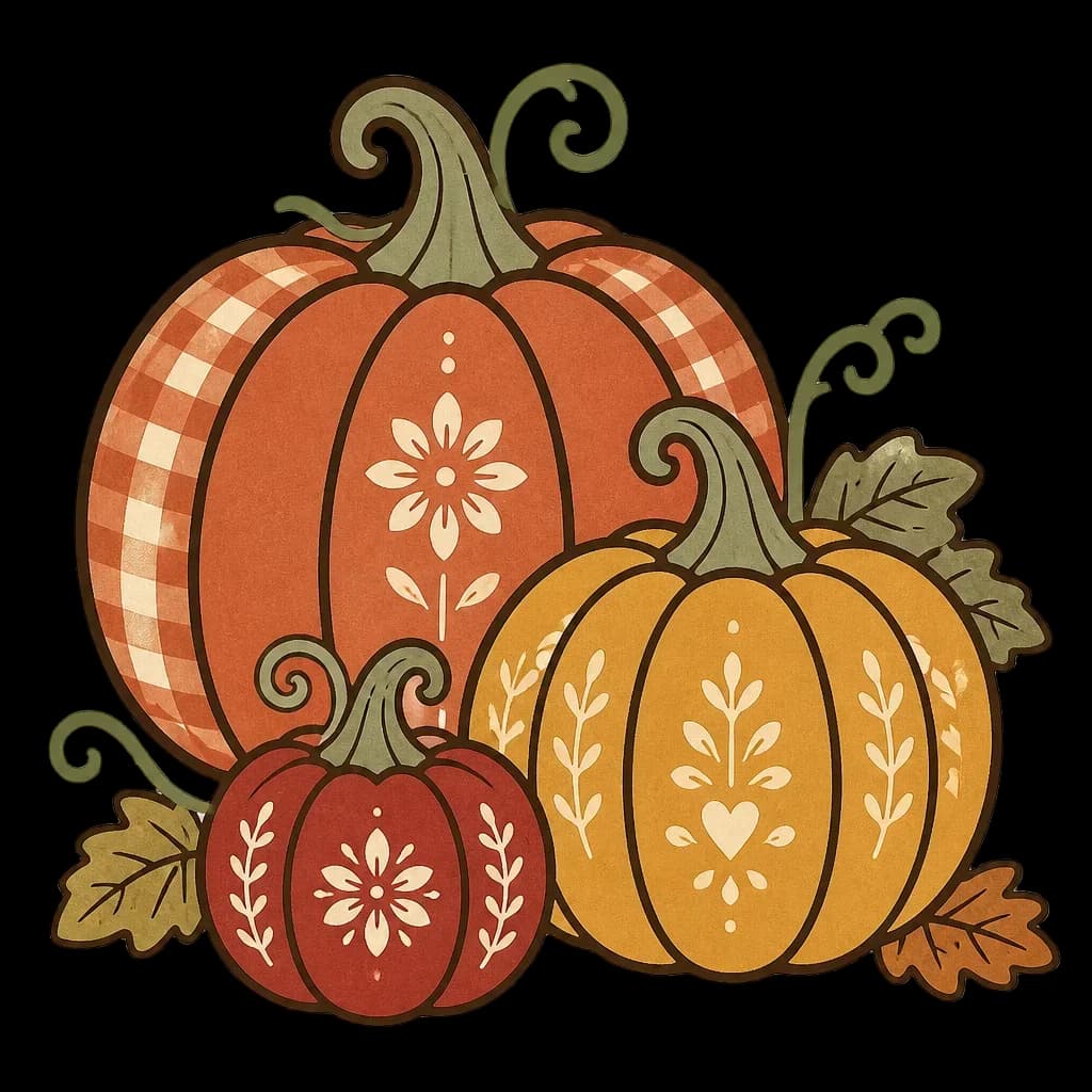 Harvest Pumpkin Trio — from the Grateful Gathering: 20 Thanksgiving Turkey & Harvest Clipart PNGs