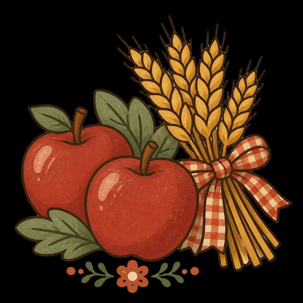Rustic Apple and Wheat Bundle — from the Grateful Gathering: 20 Thanksgiving Turkey & Harvest Clipart PNGs