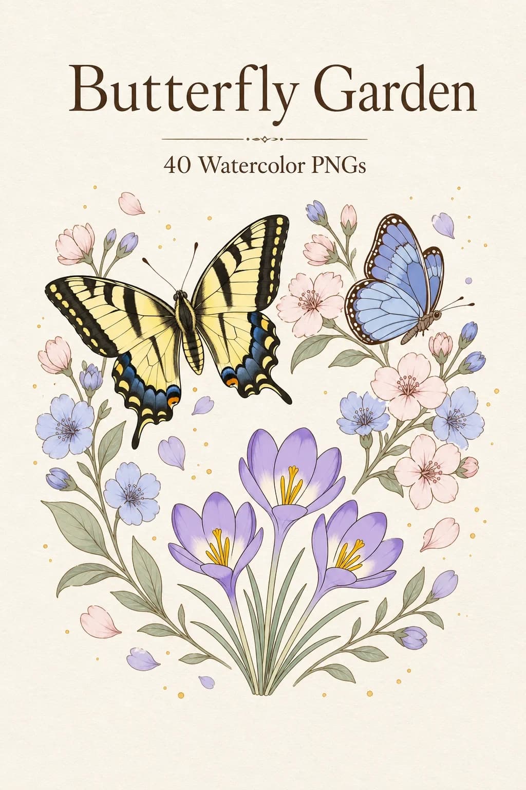 40 Spring Butterfly Garden Field Journal Clipart PNGs — pack cover