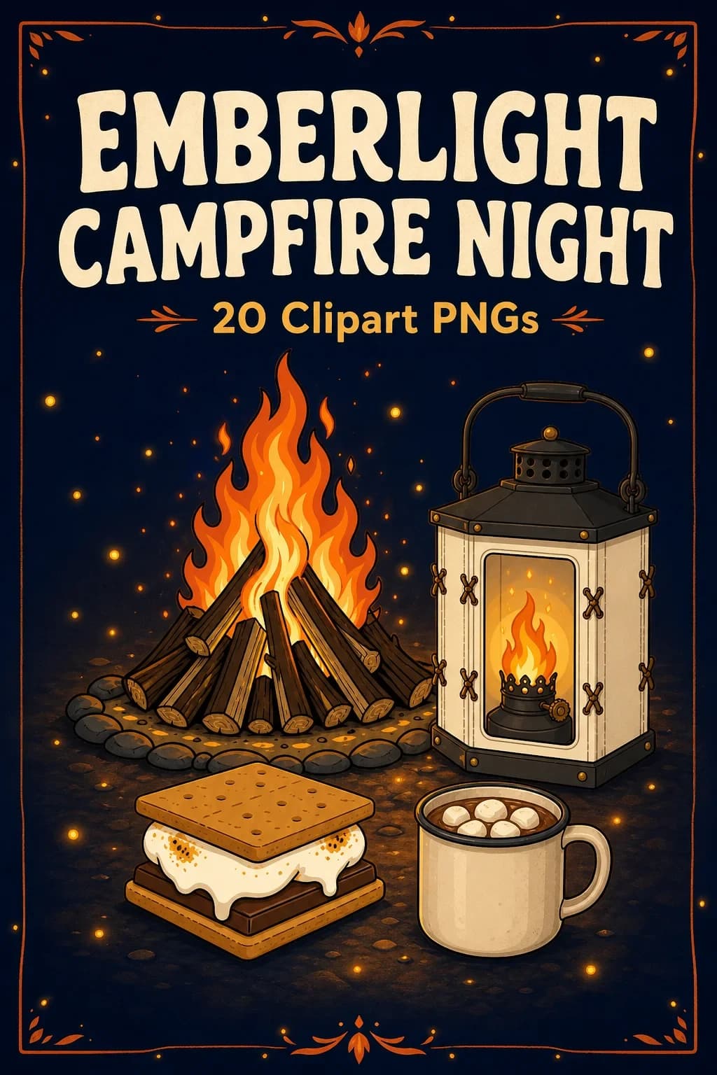 Emberlight Campfire Night – 20 Twilight Scout Clipart PNGs