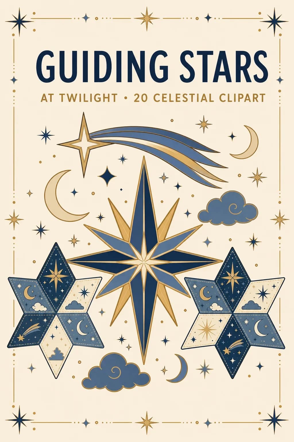 Guiding Stars at Twilight – 20 Celestial Clipart PNGs