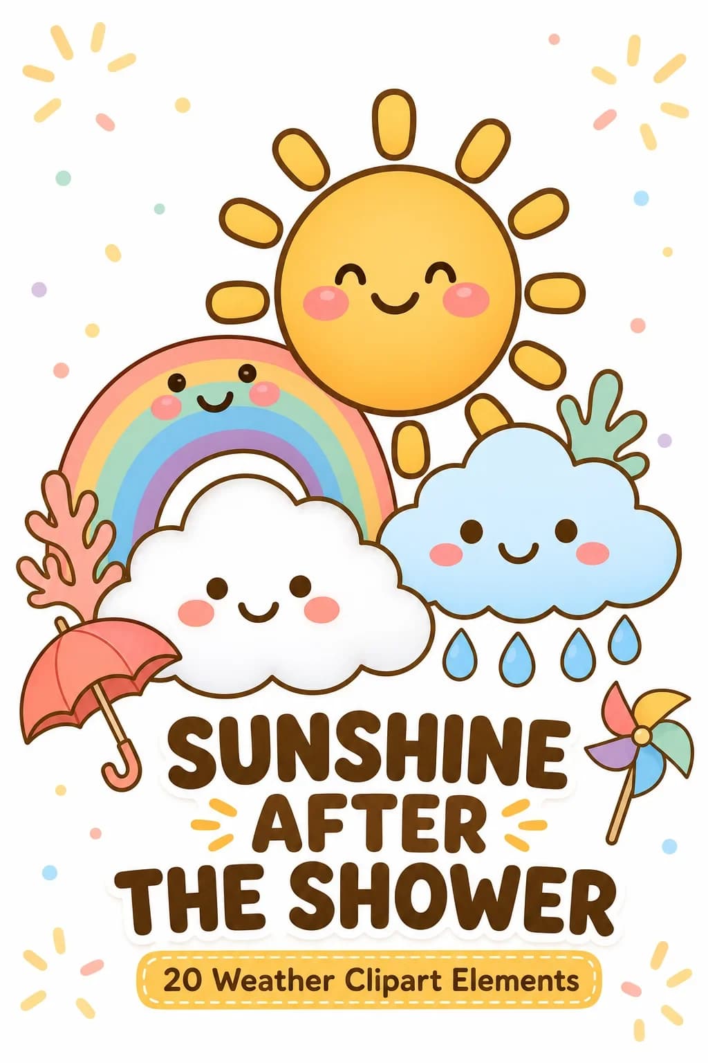 20 Sunshine After the Shower Weather Clipart PNGs — pack cover