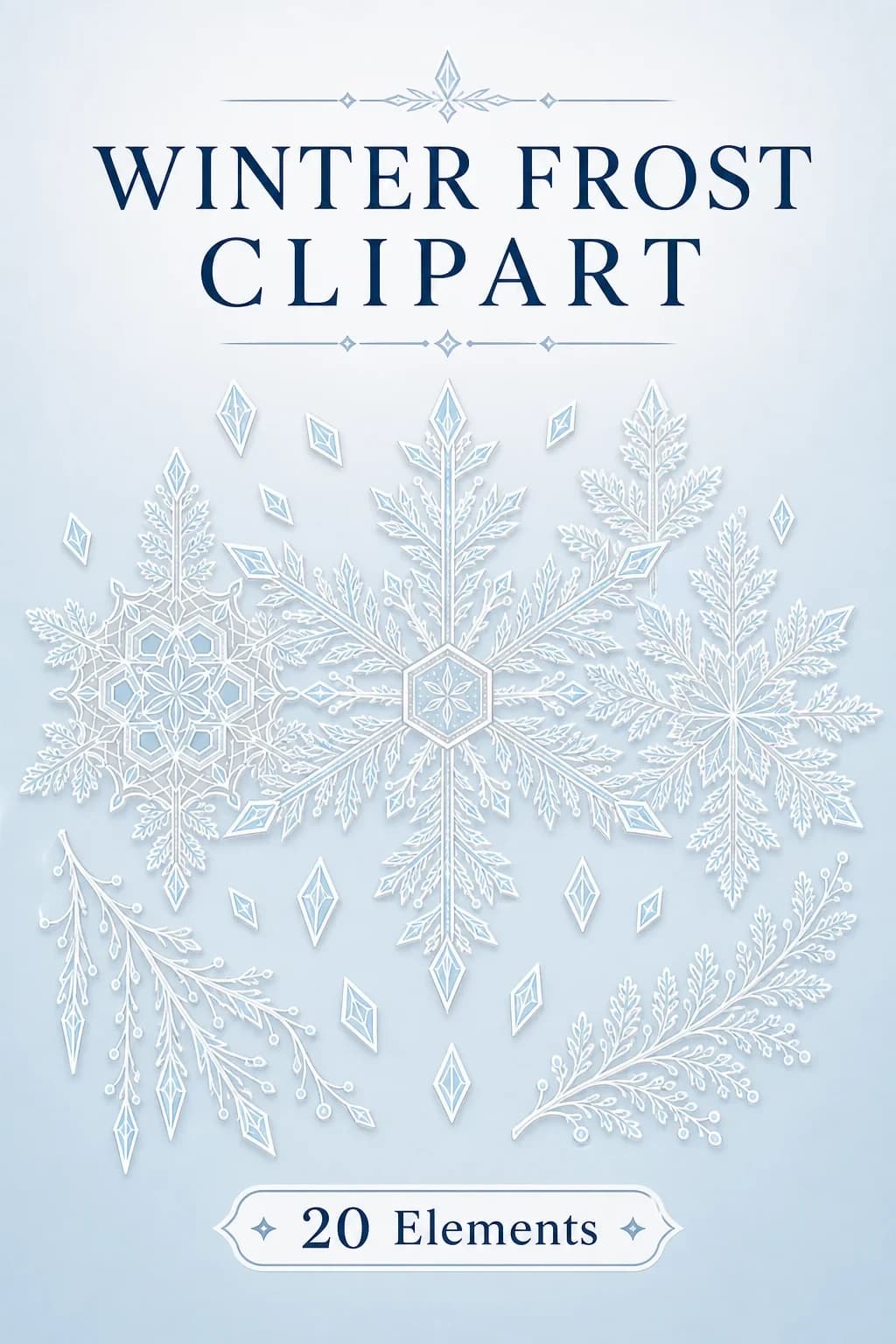 20 Frosted Conservatory Snowflake Clipart PNGs — pack cover