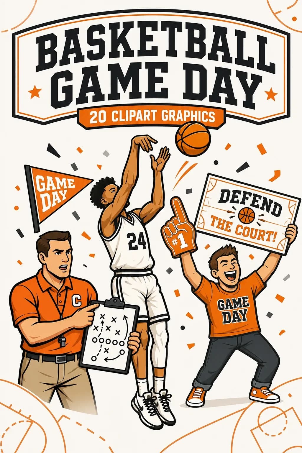 20 Basketball Game Day Clipart PNGs — Coach's Clipboard to Final Buzzer