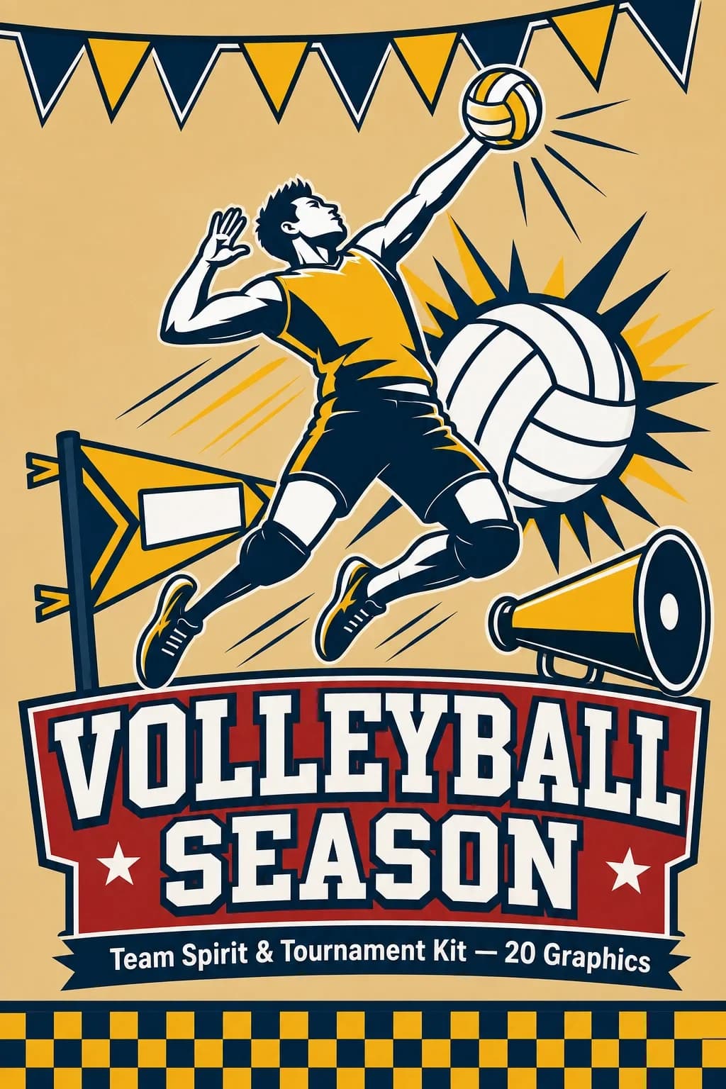 20 Varsity Volleyball Season Clipart PNGs — Team Spirit & Tournament Graphics — pack cover