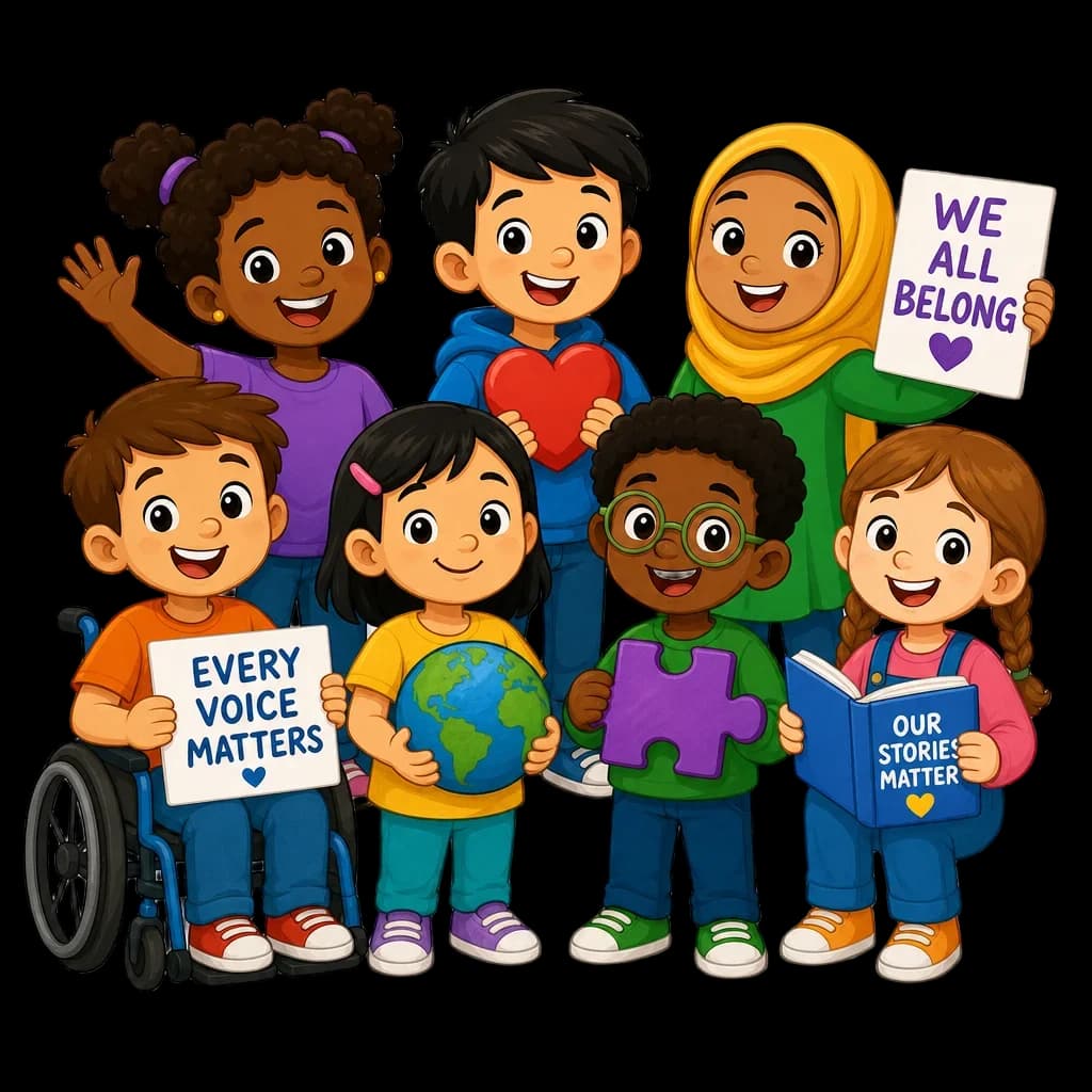 Diverse Community and Identity Cartoon — school clip art