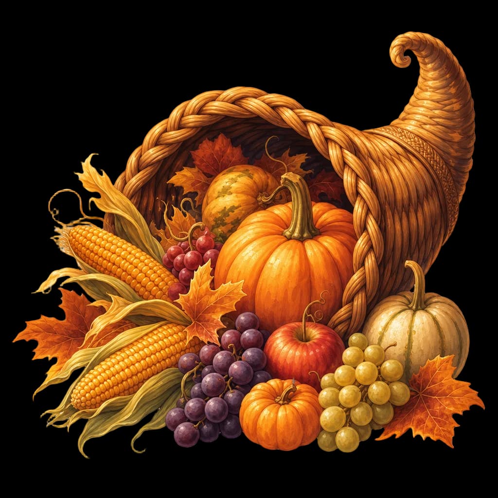 Cozy Horn-Shaped Cornucopia Harvest clip art example