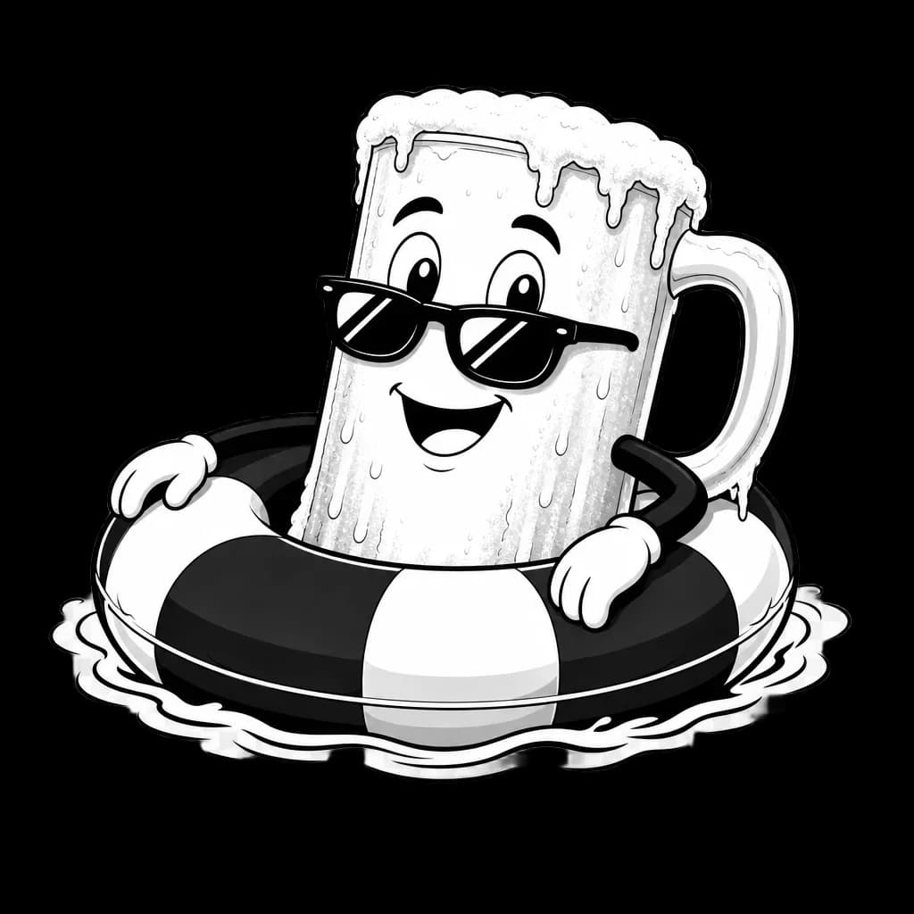 Frosty Mug in Inner Tube on River