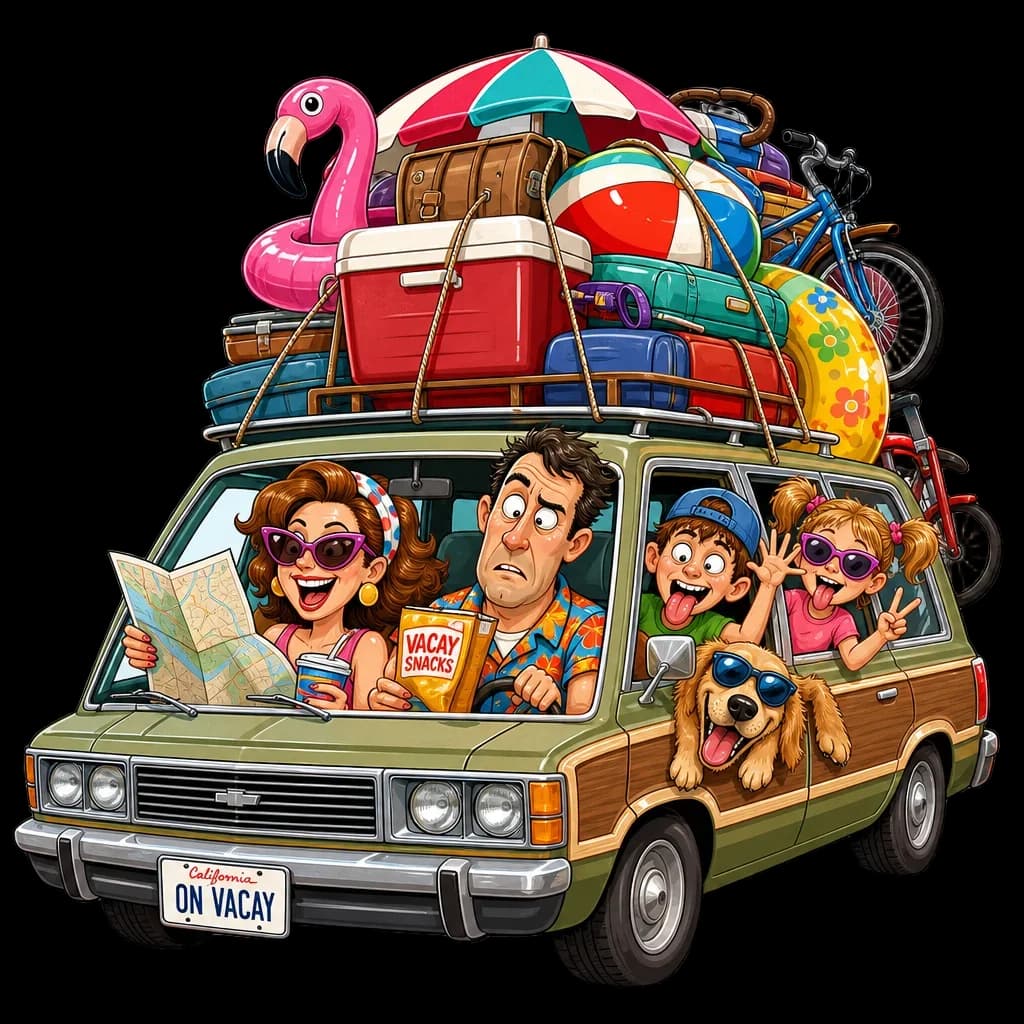 Funny Family Summer Road Trip Clipart