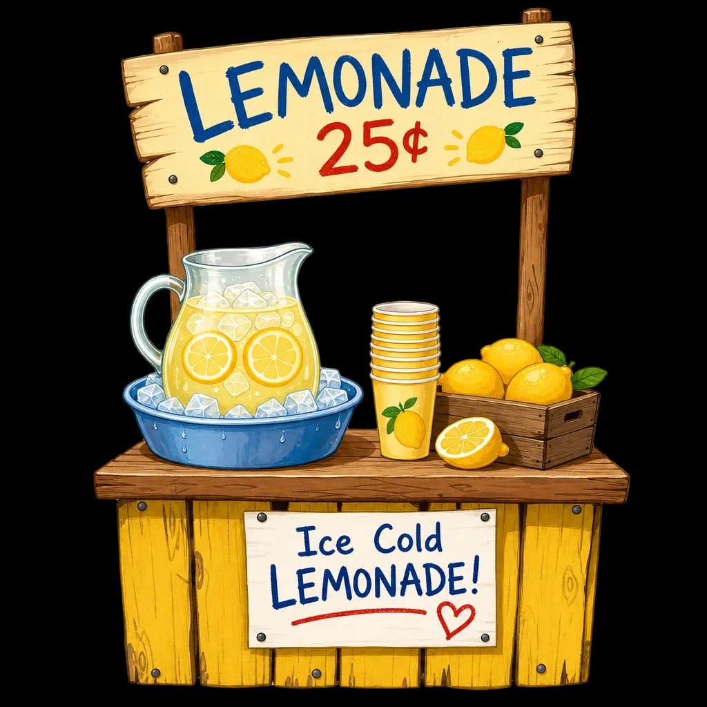 Lemonade Stand Cartoon Illustration — clip art