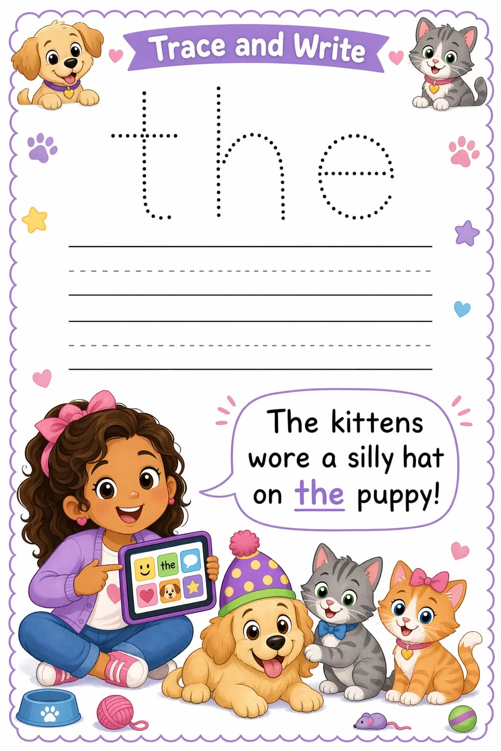 Sight Words Worksheet — pets — free 1st Grade worksheet